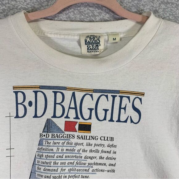 BD BAGGIES Vintage Gym Baggs Sailing Club Flags T Shirt USA Single Stich Med - Picture 3 of 12